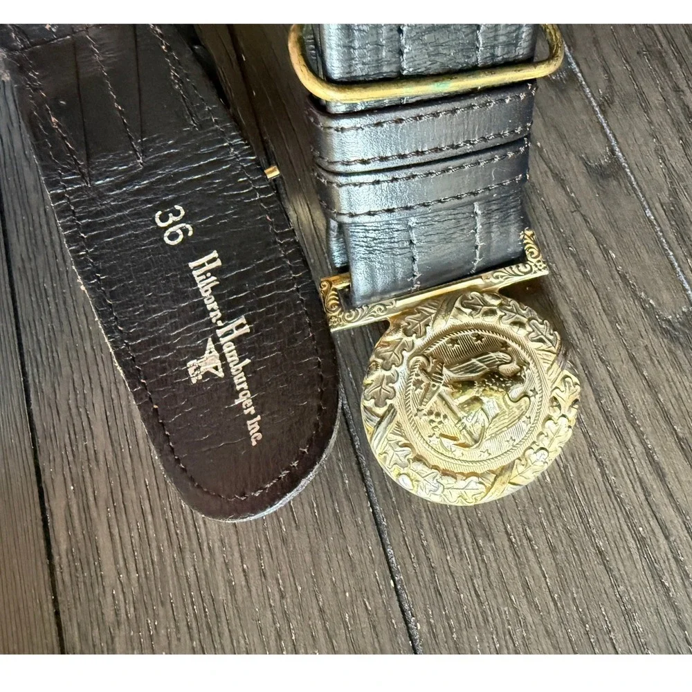 Hilborn-Hamburger Inc Black Leather 36 Military Dress Sword Belt‎ Eagle Buckle